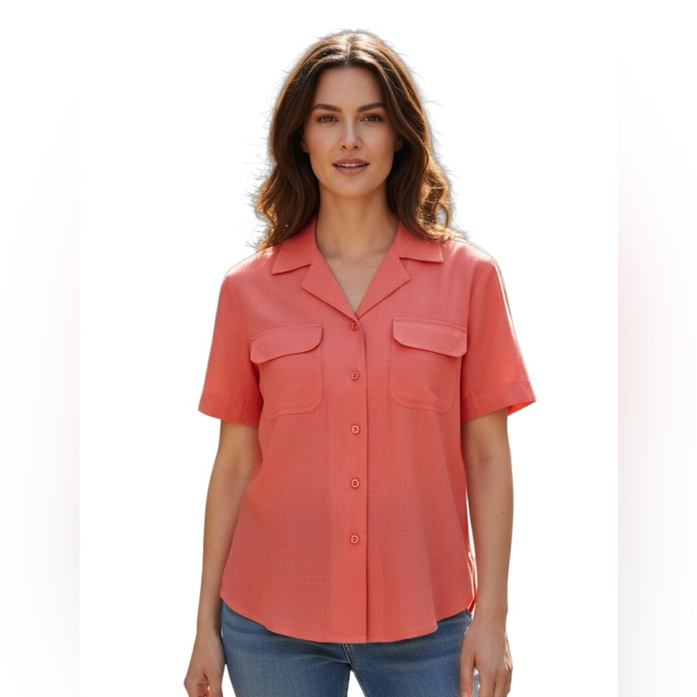 City Silk 💯% silk short sleeve button up shirt